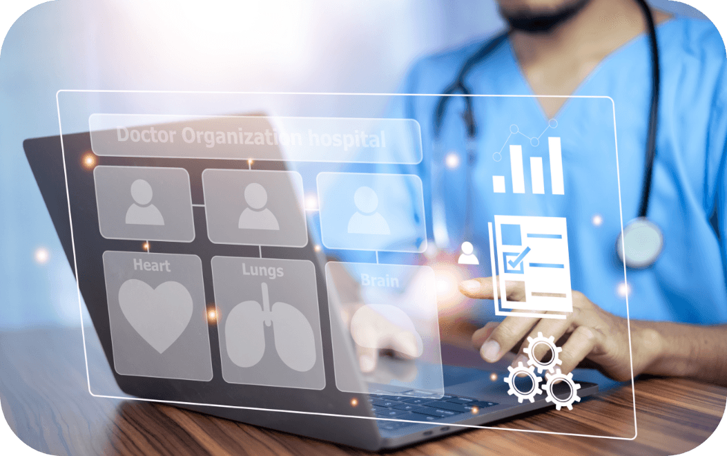 Healthcare professional using Correctional EMR on laptop